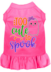 Too Cute to Spook-Girly Ghost Screen Print Dog Dress Bright Pink XXXL