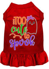 Too Cute to Spook-Girly Ghost Screen Print Dog Dress Red XXXL