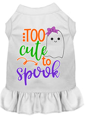 Too Cute to Spook-Girly Ghost Screen Print Dog Dress White XXXL