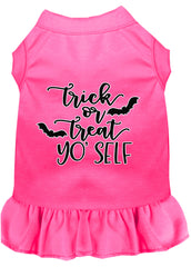 Trick or Treat Yo' Self Screen Print Dog Dress Bright Pink XXXL