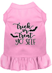 Trick or Treat Yo' Self Screen Print Dog Dress Light Pink XXXL