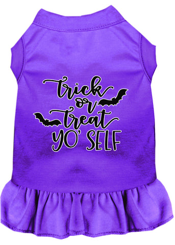 Trick or Treat Yo' Self Screen Print Dog Dress Purple XXXL