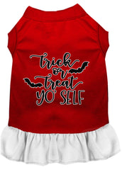 Trick or Treat Yo' Self Screen Print Dog Dress Red with White XXXL