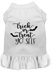 Trick or Treat Yo' Self Screen Print Dog Dress White XXXL