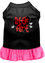 Little Flirt Screen Print Dog Dress Black with Bright Pink XXXL
