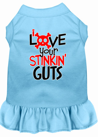 Love your Stinkin Guts Screen Print Dog Dress Baby Blue XXXL