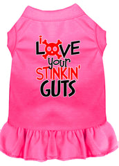 Love your Stinkin Guts Screen Print Dog Dress Bright Pink XXXL