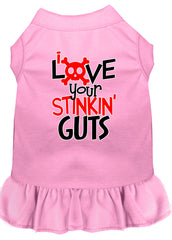 Love your Stinkin Guts Screen Print Dog Dress Light Pink XXXL