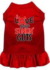 Love your Stinkin Guts Screen Print Dog Dress Red XXXL