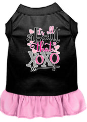 All about the XOXO Screen Print Dog Dress Black with Light Pink XXXL
