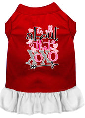 All about the XOXO Screen Print Dog Dress Red with White XXXL