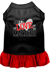 Love Machine Screen Print Dog Dress Black with Red XXXL