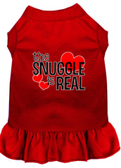 The Snuggle is Real Screen Print Dog Dress Red XXXL