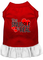 The Snuggle is Real Screen Print Dog Dress Red with White XXXL