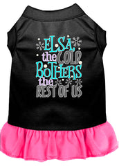 Elsa, the Cold Screen Print Dog Dress Black with Bright Pink XXXL