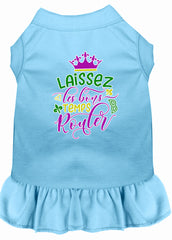 Laissez Les Bons Temps Rouler Screen Print Mardi Gras Dog Dress Baby Blue XXXL