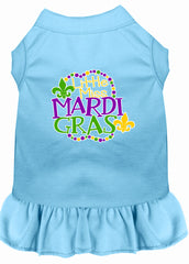 Miss Mardi Gras Screen Print Mardi Gras Dog Dress Baby Blue XXXL