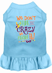 We Don't Hide the Crazy Screen Print Mardi Gras Dog Dress Baby Blue XXXL