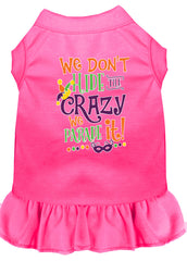 We Don't Hide the Crazy Screen Print Mardi Gras Dog Dress Bright Pink XXXL