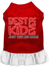 Ask My Mom Screen Print Dog Dress Red with White XXXL (20)