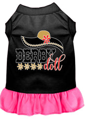 Derby Doll Screen Print Dog Dress Black with Bright Pink XXXL (20)