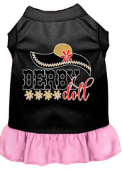 Derby Doll Screen Print Dog Dress Black with Light Pink XXXL (20)