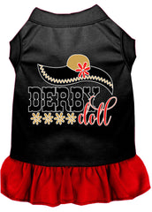 Derby Doll Screen Print Dog Dress Black with Red XXXL (20)