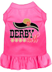 Derby Doll Screen Print Dog Dress Bright Pink XXXL (20)