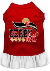 Derby Doll Screen Print Dog Dress Red with White XXXL (20)