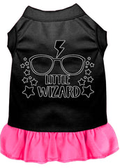 Little Wizard Screen Print Dog Dress Black with Bright Pink XXXL (20)