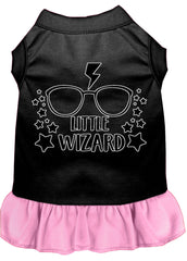 Little Wizard Screen Print Dog Dress Black with Light Pink XXXL (20)