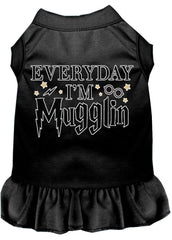 Everyday I'm Mugglin Screen Print Dog Dress Black XXXL (20)