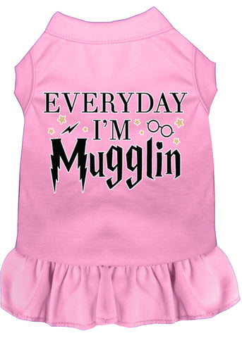 Everyday I'm Mugglin Screen Print Dog Dress Light Pink XXXL (20)