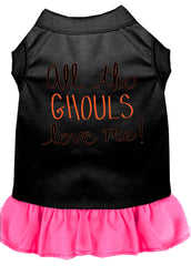 All the Ghouls Screen Print Dog Dress Black with Bright Pink XXXL (20)