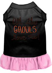 All the Ghouls Screen Print Dog Dress Black with Light Pink XXXL (20)