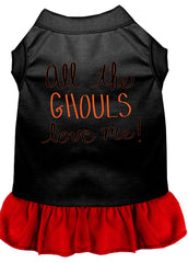 All the Ghouls Screen Print Dog Dress Black with Red XXXL (20)