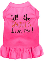 All the Ghouls Screen Print Dog Dress Bright Pink XXXL (20)