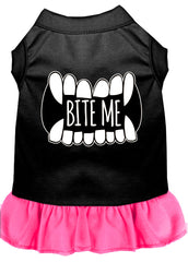 Bite Me Screen Print Dog Dress Black with Bright Pink XXXL (20)