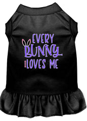 Every Bunny Loves me Screen Print Dog Dress Black XXXL (20)