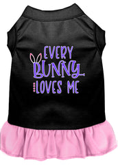 Every Bunny Loves me Screen Print Dog Dress Black with Light Pink XXXL (20)