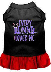 Every Bunny Loves me Screen Print Dog Dress Black with Red XXXL (20)