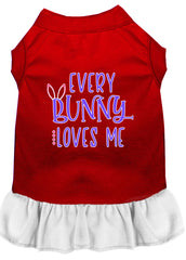 Every Bunny Loves me Screen Print Dog Dress Red with White XXXL (20)