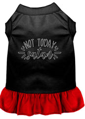 Not Today Satan Screen Print Dog Dress Black with Red XXXL (20)