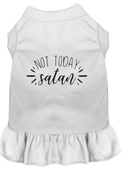 Not Today Satan Screen Print Dog Dress White XXXL (20)