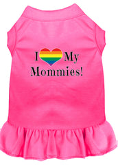 I Heart my Mommies Screen Print Dog Dress Bright Pink XXXL