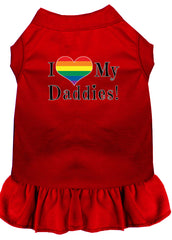 I Heart my Daddies Screen Print Dog Dress Red XXXL
