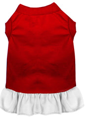 Plain Pet Dress Red with White XXXL 