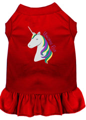 Unicorns Rock Embroidered Dog Dress Red XXXL 