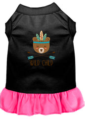 Wild Child Embroidered Dog Dress Black with Bright Pink XXXL 