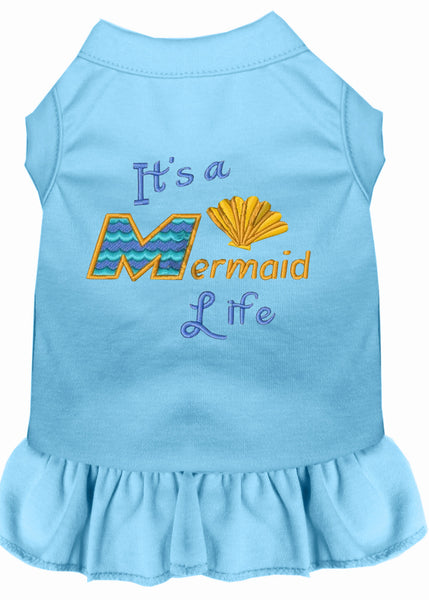 Mermaid Life Embroidered Dog Dress Baby Blue XXXL 